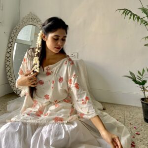 Stylish laid-back Kurtis with Ghararas - Orange