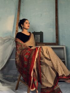 Saree - Printed Brown